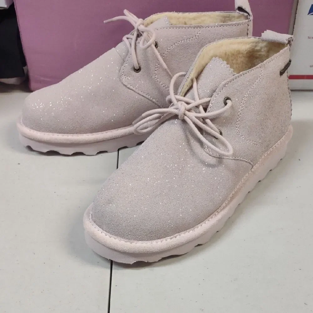 BearPaw Skye Women's 10 Glitter Light Pink Ankle Boots - New